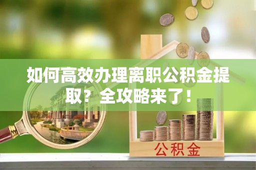 滨州如何高效办理离职公积金提取？全攻略来了！